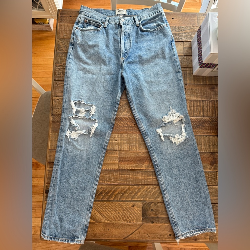 AGOLDE 90s Distressed high rise button fly jeans